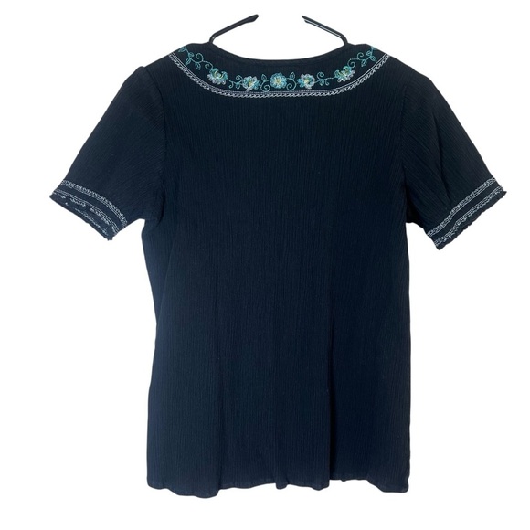 Lot Of 2 VTG Y2K Button Up Embroidered Gauzy Crepe Cotton Shirt Top Womens Sz XS - Picture 4 of 10